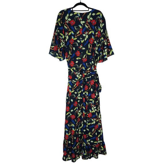 Eloquii Womens Maxi Dress 18 Floral Wrap Boho Ruffle V Neck Tie Waist Flowy Chic - Picture 8 of 14
